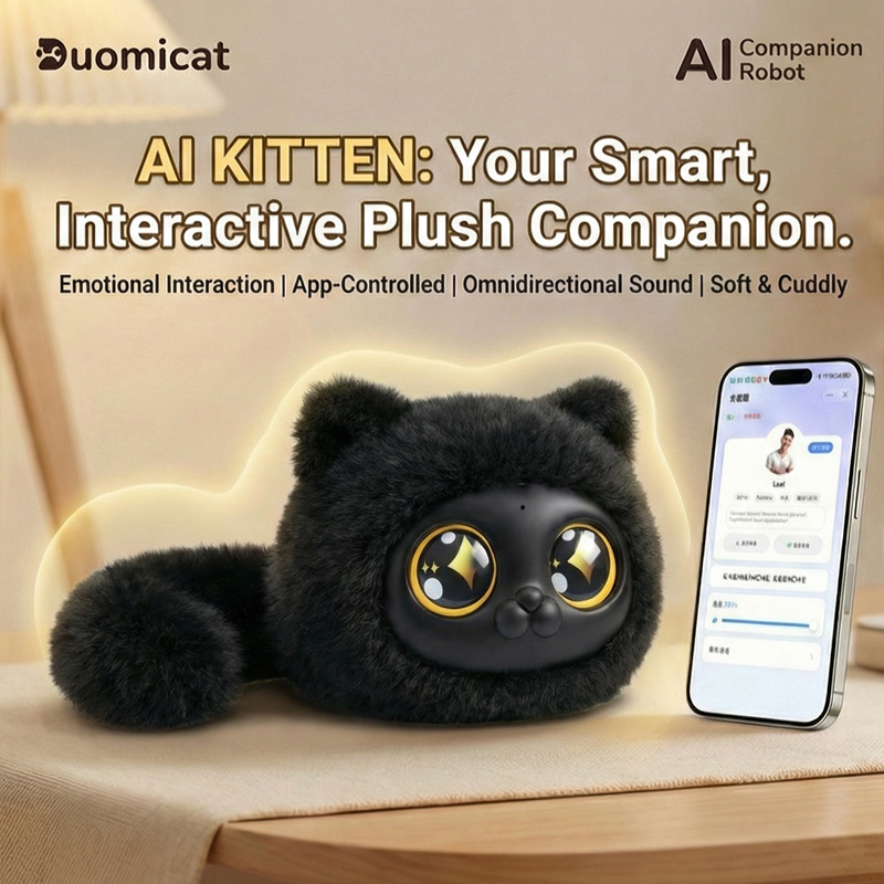 Duomicat AI Kitten - Smart Interactive Plush Cat Companion Robot